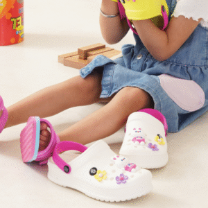 Girls White and Pink clogs - (Size 3)
